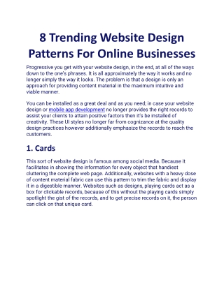 8 Trending Website Design Patterns For Online Businesses