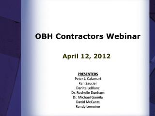 OBH Contractors Webinar
