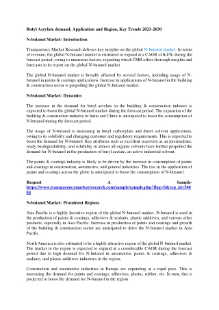 Butyl Acrylate demand,Application and Region,Key Trends 2021-2030