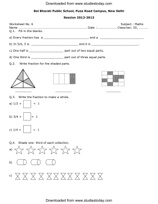 Worksheets For Class 3 Maths with Practice papers