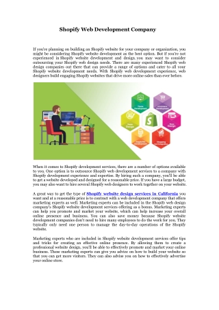 Shopify Web Development Company