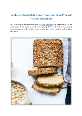 Confused about Gluten-Free Foods and Food Products – Check this list out