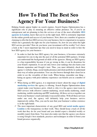 How To Find The Best Seo Agency For Your Business