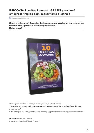 10 Receitas Low carb para você emagrecer rápido sem passar fome e estress