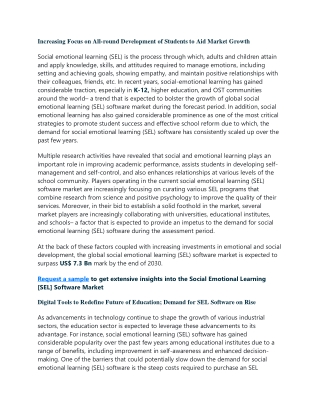 Social Emotional Learning (SEL) Software Market