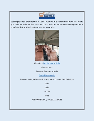 Bus for Hire in Delhi  Busways.in