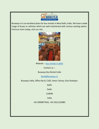 Bus Rentals in Delhi  Busways.in
