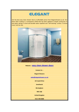 Easy Clean Shower Doors | Elegant Showers