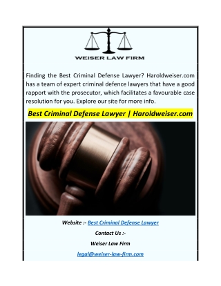 Best Criminal Defense Lawyer  Haroldweiser
