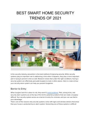 BEST SMART HOME SECURITY TRENDS OF 2021