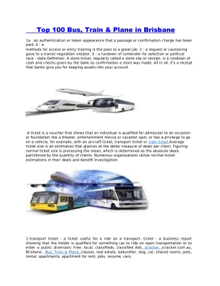 Top 100 Bus, Train & Plane in BRISBANE
