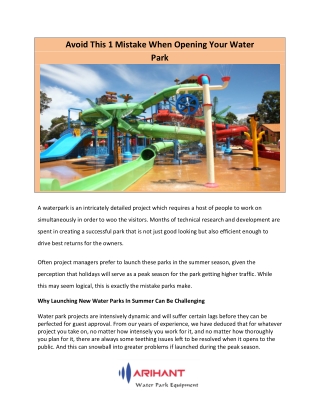 Avoid This 1 Mistake When Opening Your Water Park