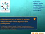 Effective Advocacy on Behalf of Migrants at the Global Forum on Migration and Development