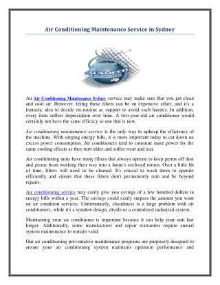 Air Conditioning Maintenance Sydney