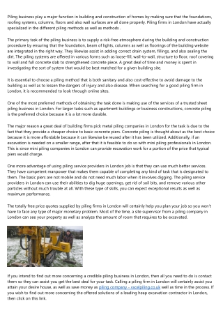 What's the Current Job Market for piling blackburn - Vxcel Piling Professionals