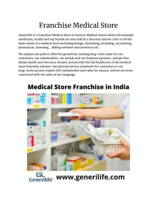 Franchise Medical Store