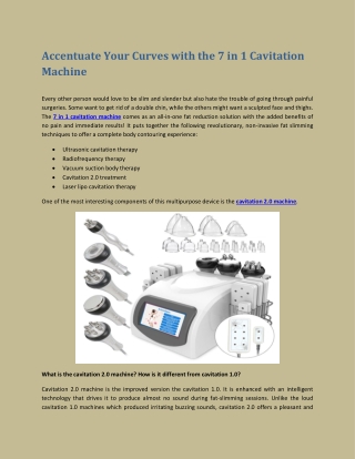 Accentuate Your Curves with the 7 in 1 Cavitation Machine