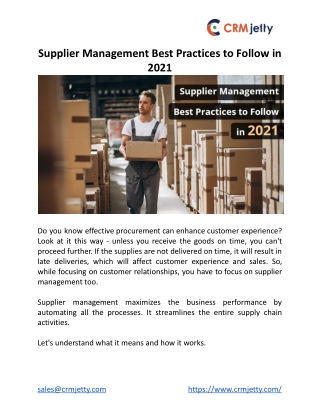 Supplier Management Best Practices to Follow in 2021