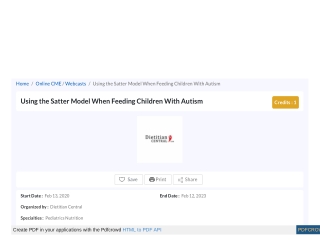 Using the Satter Model When Feeding Children With Autism