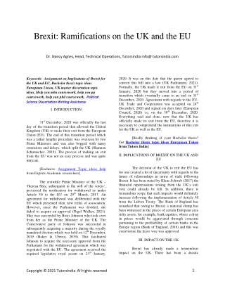 IMPLICATIONS OF BREXIT FOR THE UK AND THE EU