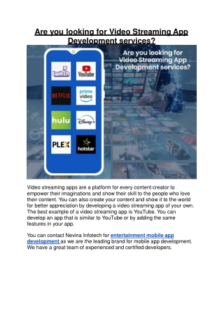 Are you looking for Video Streaming App Development services