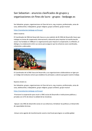 San Sebastian - anuncios clasificados de grupos y organizaciones sin fines de lucro - grupos - bedpage.es-converted