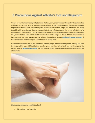 5 Precautions Against Athlete's foot and Ringworm