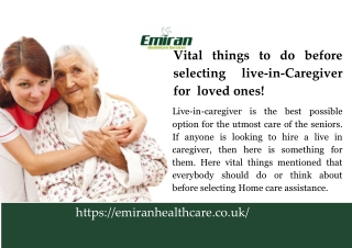 live-in-Caregiver for loved ones!