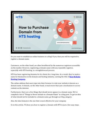 How to Purchase Domain from HTS Hosting