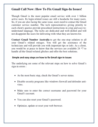 Gmail Call Now: How To Fix Gmail Sign-In Issues!