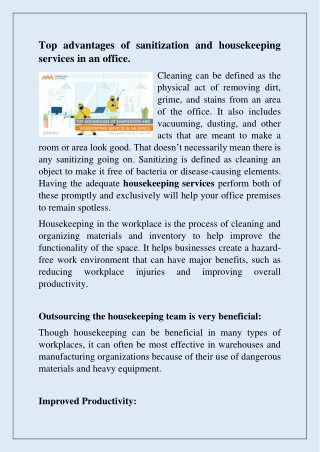 Top advantages of housekeeping services in an office