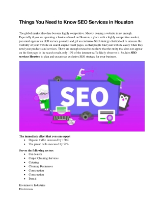 Things You Need to Know SEO Services in Houston