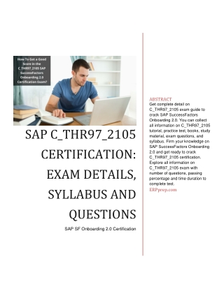 SAP C_THR97_2105 Certification: Exam Details, Syllabus and Questions