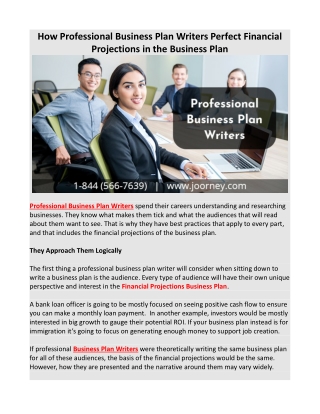 How Professional Business Plan Writers Perfect Financial Projections in the Business Plan