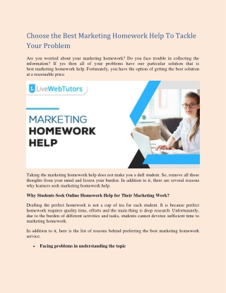 Choose the Best Marketing Homework Help To Tackle Your Problem