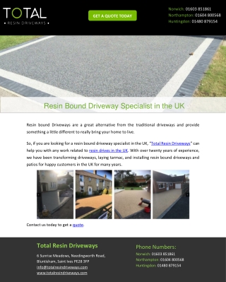 Resin Bound Driveway Specialist in the UK