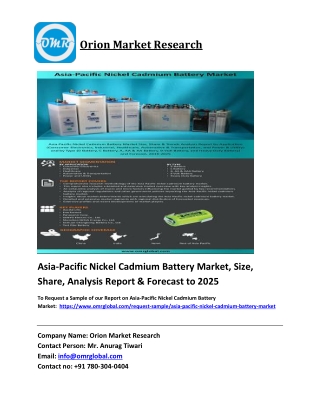 Asia-Pacific Nickel Cadmium Battery Market Trends, Size, Competitive Analysis an