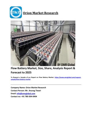 Flow Battery Market Trends, Size, Competitive Analysis and Forecast 2019-2025