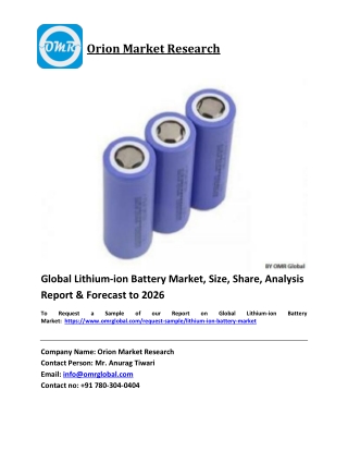 Global Lithium-ion Battery Market Trends, Size, Competitive Analysis and Forecas