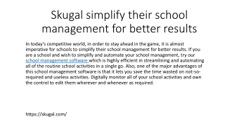 Skugal simplify their school management for better results