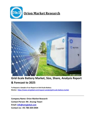 Grid-Scale Battery Market Trends, Size, Competitive Analysis and Forecast 2019-2