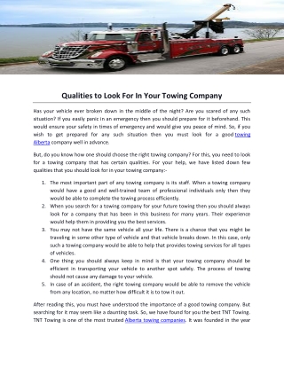 Qualities to Look For In Your Towing Company