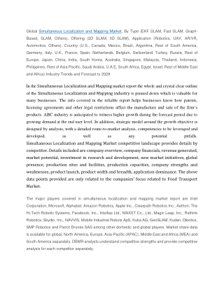 Simultaneous Localization and Mapping Market