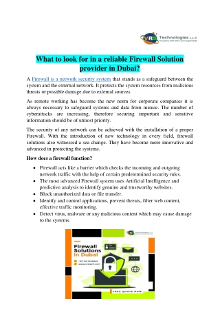 Choose Firewall Network Security Services protection Dubai