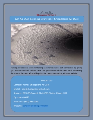 Get Air Duct Cleaning Evanston | Chicagoland Air Duct