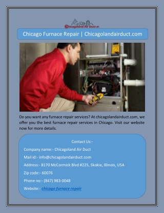 Chicago Furnace Repair | Chicagolandairduct.com