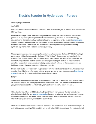 Electric Scooter in Hyderabad | Pureev