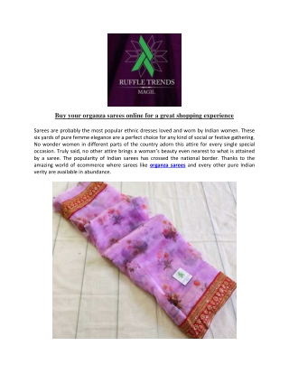 Buy your organza sarees online for a great shopping experience
