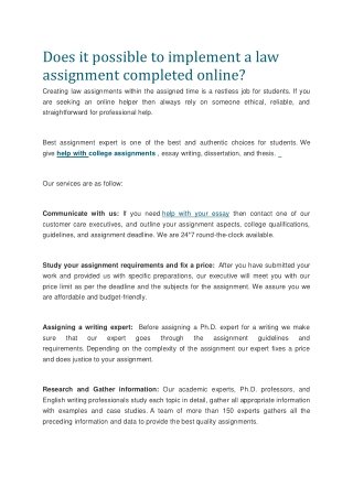 Does it possible to implement a law assignment completed online