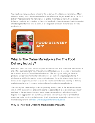 On Demand Food Delivery Marketplace – What It Is And Why It Is Popular